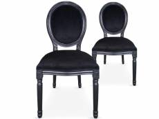 Chaise médaillon bois noir et velours noir louis xvi