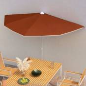 Demi-parasol de jardin avec mât 180x90 cm Terre cuite