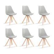 Designetsamaison - Lot de 6 chaises scandinaves grises - Helsinki Gris