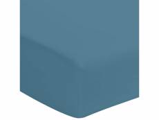 Drap housse bleu minéral 100% coton biologique bonnet 40 cm 160x200 cm