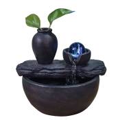 Fontaine d'intérieur zen en résine noir et éclairage led - H19