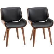 HOMCOM Lot de 2 chaises de salle à manger style vintage assise revêtement synthétique 53l x 54P x 81H cm noir marron