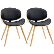 HOMCOM Lot de 2 chaises salle à manger style vintage assise revêtement synthétique noir et pieds en bois 52 x 56 x 79 cm Aosom France