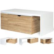 Idmarket - Table basse rotative bois et blanc 360° lizzi extensible avec coffre - Blanc