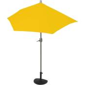 Jamais utilisé] Parasol demi-rond Parla, demi-parasol balcon, uv 50+ polyester/alu 3kg 300cm jaune avec support - yellow