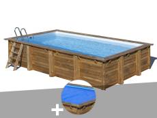 Kit piscine bois Gré Evora 6,20 x 4,20 x 1,33 m + Bâche à bulles