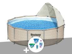 Kit piscine tubulaire ronde Bestway Power Steel 3,96 x 1,07 m + Kit de traitement au chlore