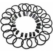 Linghhang - Noir, diamètre intérieur 38 mm) 20 anneaux de rideau à clips, anneaux de suspension de rideau en acier inoxydable avec clips pour la
