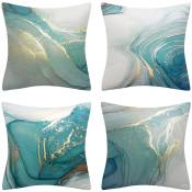 Lot de 4 taies d'oreiller bleu sarcelle Turquoise et gris doré taies d'oreiller peinture d'art abstrait marocain taie d'oreiller pour chambre canapé