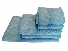 "lot de serviette en bambou turquoise dimensions -