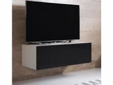 Meuble tv 1 porte | 100 x 30 x 40cm | blanc et noir