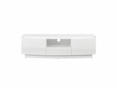 Meuble tv 2 portes + 1 tiroir + led - contemporain - blanc brillant - l 140 x p 45 x h 41 cm - florence FHFLORENCETV