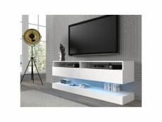 Meuble tv duo 160 cm suspendu blanc mat sideboeard avec étagère