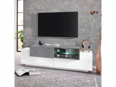 Meuble tv salon placard tiroir blanc et ardoise new