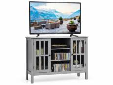 Meuble tv, support tv banc tv avec rangement, 3 etagères, pour tv jusqu'à 127 cm, avec espace de rangement avec porte, conception simple et contempora