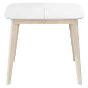 Miliboo - Table à manger extensible scandinave carrée blanche et bois L90-130 cm leena - Blanc