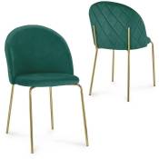 Mobilier Deco - karinne - Lot de 2 chaises en velours vert - Vert