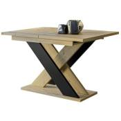 Mobilier1 - Table Goodyear 117, Chêne Artisan + Noir, 75x90x120cm, Allongement, Stratifié - Chêne Artisan + Noir