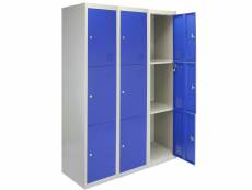 Monstershop lot de 3 casiers de rangement en métal à 3 portes en acier verrouillable bleu et gris ecole gym vestaire [aimants gratuits] livré à plat 2