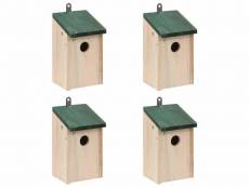 Nichoir oiseaux pour extérieur 4 pièces en bois 12x12x22
