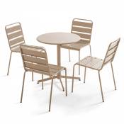 Oviala - Ensemble table de jardin ronde et 4 chaises taupe - Palavas - Taupe