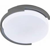 Plafonnier LED métal blanc gris lampe de chambre plafonnier plastique 30 cm, rond, 1x 11W 1200lm 3000K, DxH 30 x 9 cm