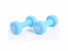 Rebecca mobili set halteres bleu clair poignee ergonomique fitness gym 2 x 3 kg SP5023