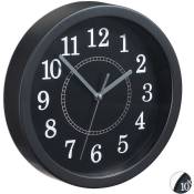 Relaxdays - Horloge murale ronde, 20 cm, Petite pendule à accrocher au mur, design classique, piles, noire