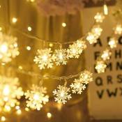 Shining House - Autre décoration pour Noël Guirlande lumineuse de flocon de neige, 6M 40 Pcs led à piles fairy lights, Monochrom à deux modes et