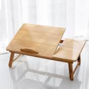 Skecten - Table Portable pour Ordinateur, Plateau de Lit Pliable - Matériau: Bambou - Dimensions de la surface de la table: 55 x 35 cm