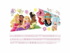 Sticker mural géant disney 7 princesses et alphabet pour personnaliser