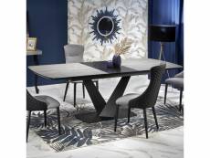 Table à manger design 180-230x95cm avec pied central en métal noir epona 1089