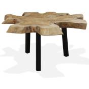 Table basse en bois avec design unique et pieds en acier