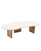 Table basse en microciment avec pieds en bois vieilli 120x30cm