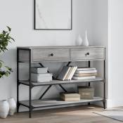Table console avec tiroirs et �tag�res gris bois