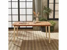 Table de jardin bois d'acacia et acier galvanisé maringa. Ivoire. L150 x p90 x h76cm