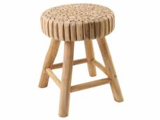Tabouret - table d'appoint artisanale en bois de teck - pie 66282125