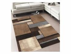 Un amour de tapis - tapis salon moderne design geometrique - tapis salon beige 160x230 cm - tapis à poils ras rectangulaire idéal pour le salon