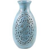 Vase Décoratif en Terre Cuite Turquoise Style Antique Fait Main Amphore Boho Megara - Bleu