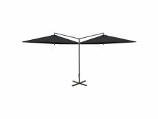 Vidaxl parasol double avec mât en acier noir 600 cm