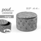 Webmarketpoint - Pouf conteneur velours gris box meuble 60 cm