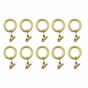 10 anneaux clip pour barre à rideau Elasa GoodHome Ø16/19 mm doré
