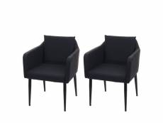 2x chaise de salle à manger hwc-h93, chaise de cuisine chaise longue ~ similicuir noir