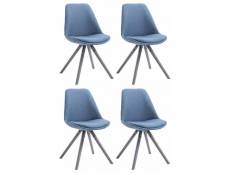 4 chaises de salle à manger style scandinave en tissu bleu pieds rond en bois gris cds10331