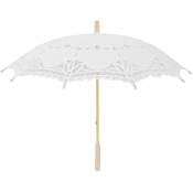 80 cm parapluie de mariage de broderie de dentelle victorienne, parasol nuptiale, blanc