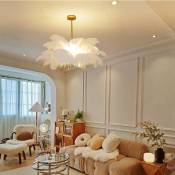 Arturesthome - Lustre à plumes blanc Luminaire moderne en laiton led pour chambre à coucher salon D110 cm