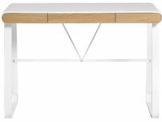 Bureau en mdf laqué papier blanc avec pieds en métal, table de travail - longueur 110 x profondeur 55 x hauteur 76 cm