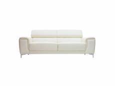 Canapé design avec têtières ajustables 3 places cuir blanc et acier chromé nevada