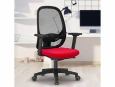 Chaise de bureau ergonomique rouge télétravail respirant