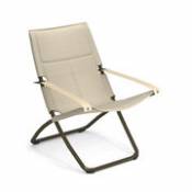 Chaise longue pliable inclinable Snooze Cosy métal & tissu maille beige / 2 positions - Emu beige en tissu